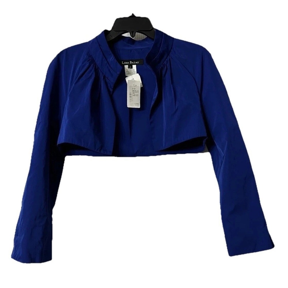 NWT Lida Baday Womens Blue Ribbon 3/4 Sleeve Jacket Top Size 4